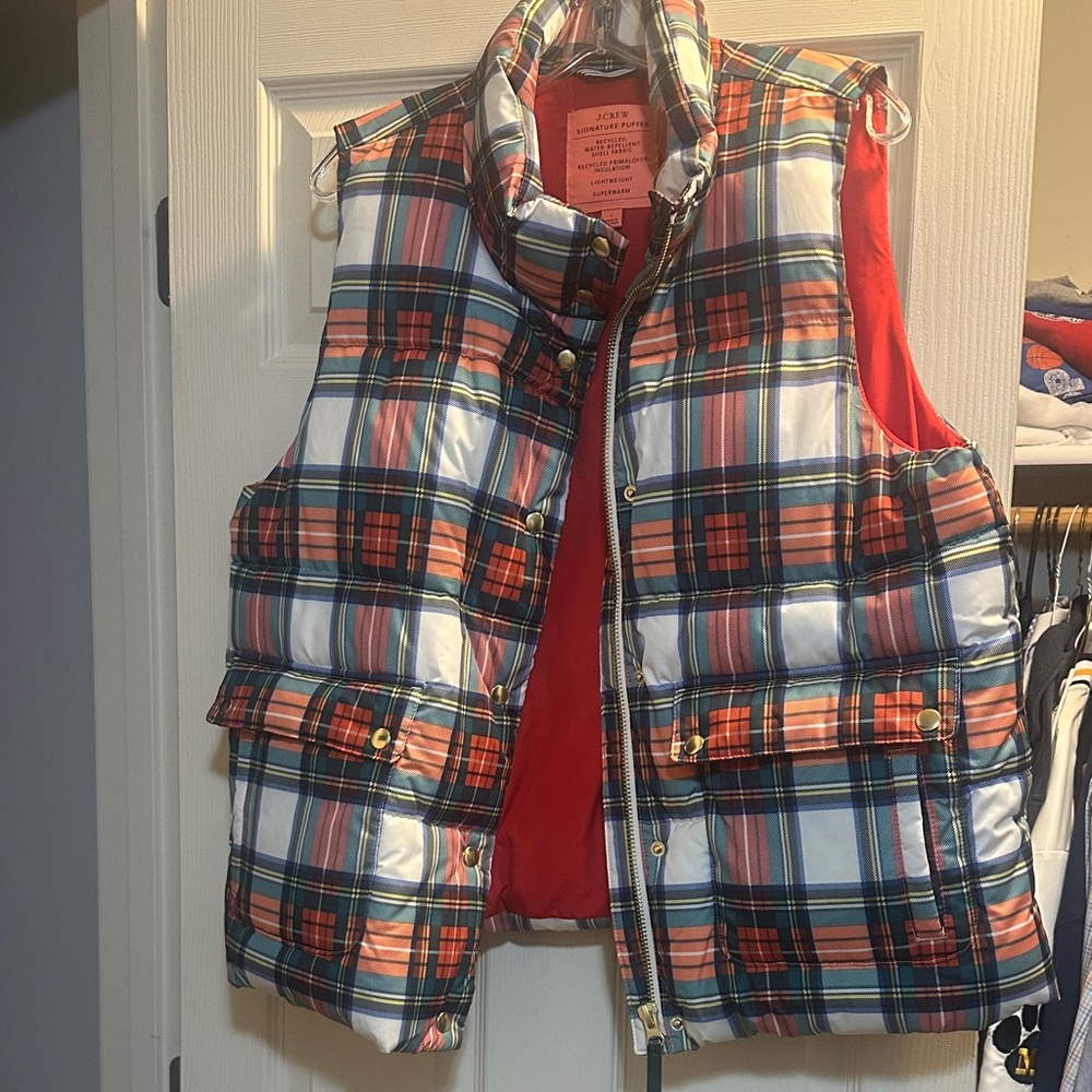 J Crew Plaid Puffer Vest